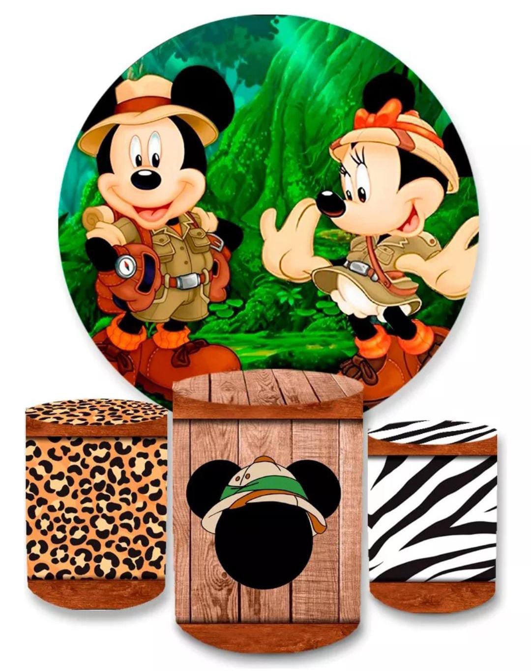 Kit panel circular trio de fundas - Minnie Mickey Safari