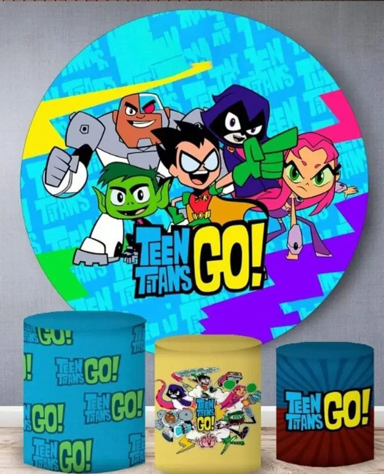 Kit panel circular trio de fundas - Jovenes Titanes