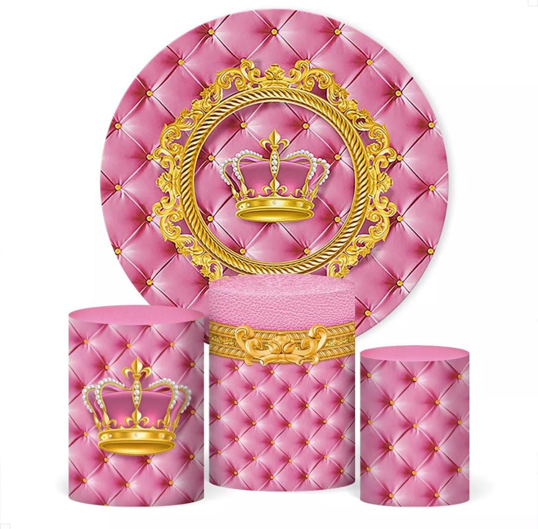 Kit panel circular trio de fundas - Realeza Rosa
