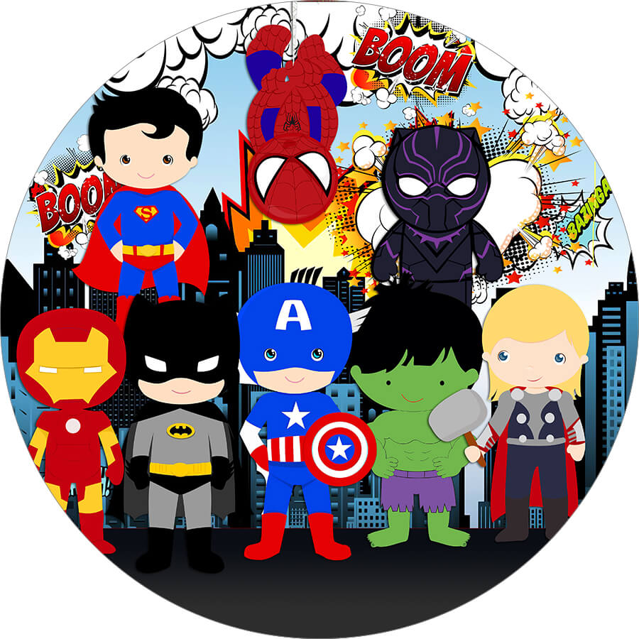 Panel Circular - Super Heroes Cute