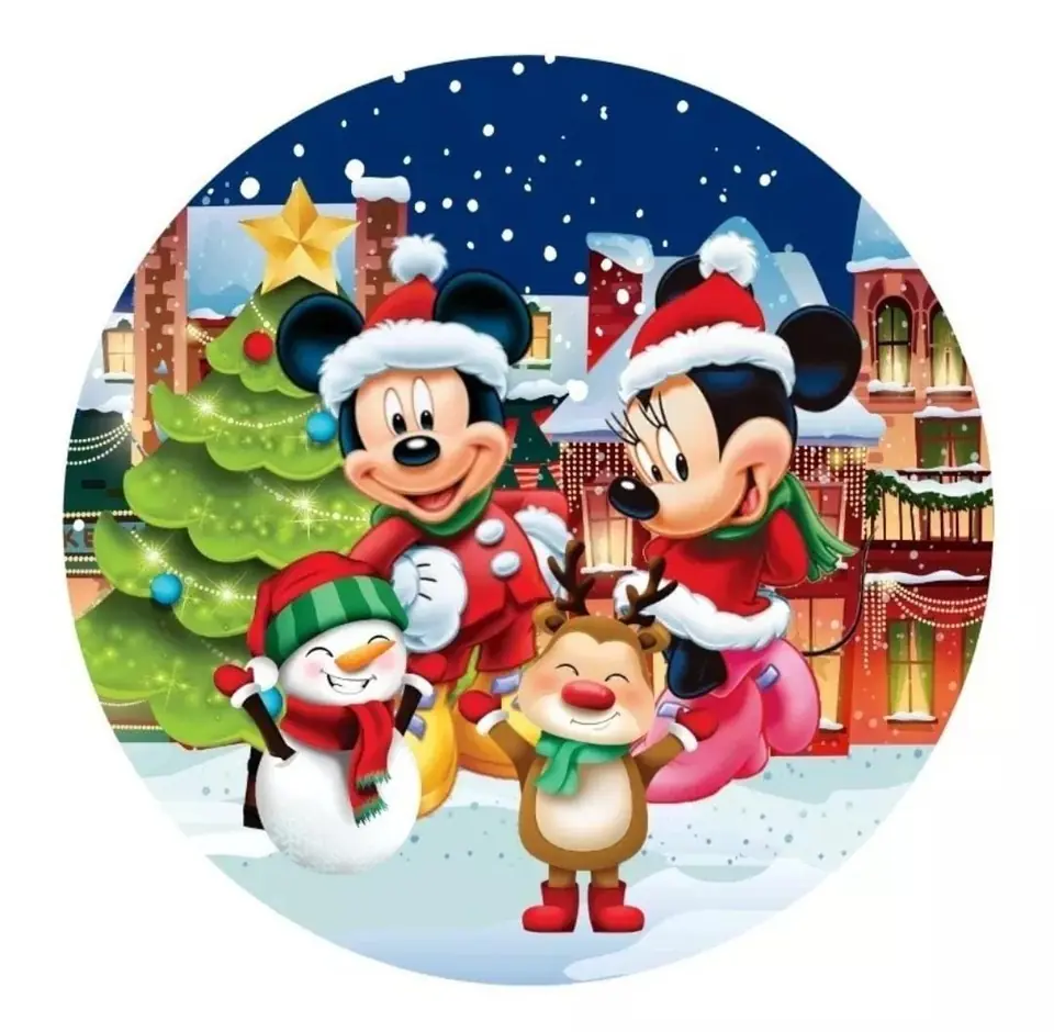 Panel Circular - Mickey & Minnie Navidad