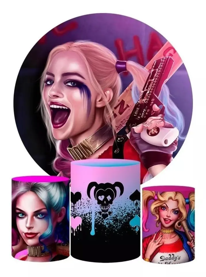Kit panel circular trio de fundas – Harley Quinn