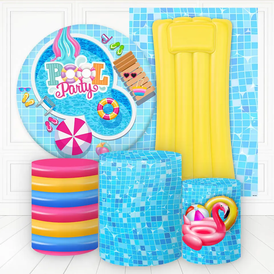 Kit panel circular,panel lateral trio de fundas - Pool Party