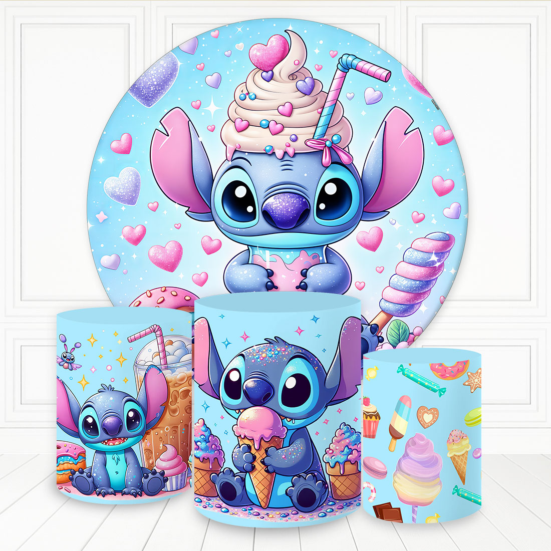 Kit panel circular trio de fundas – Stitch Ice Cream Cake