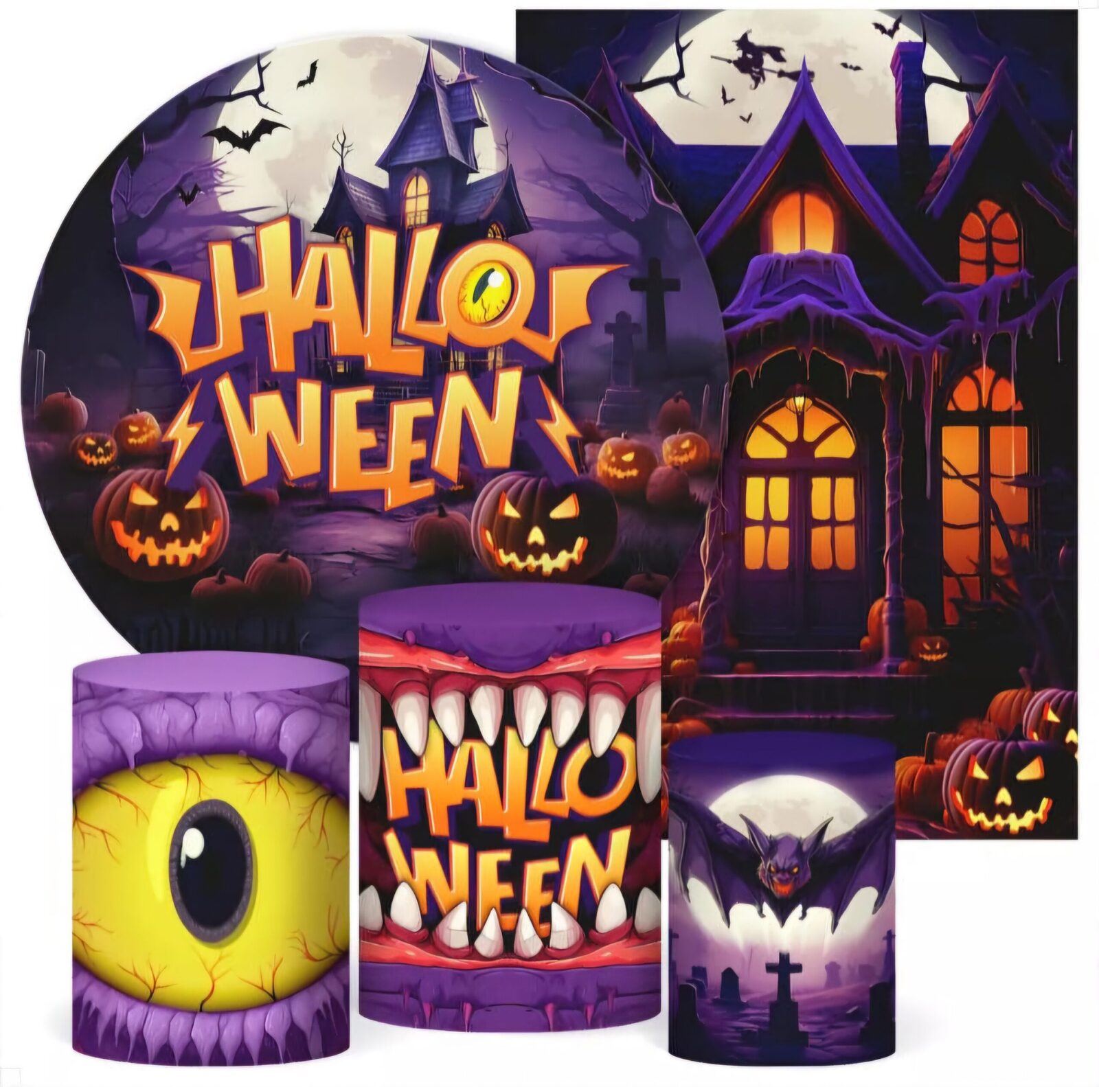 Kit panel circular,panel lateral trio de fundas – Halloween