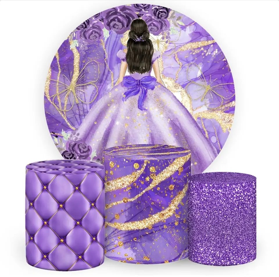 Kit panel circular trio de fundas –  Princesa 15 Años