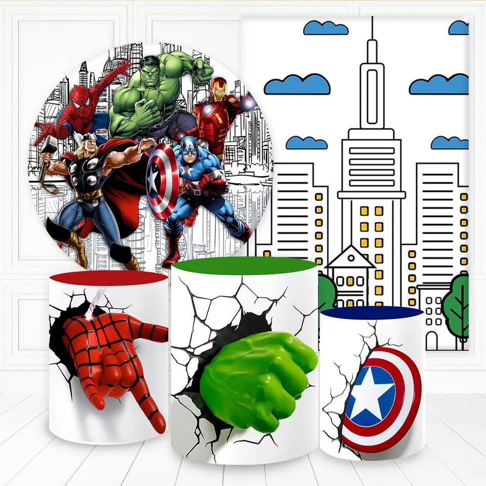 Kit panel circular,panel lateral trio de fundas – Super Heroes