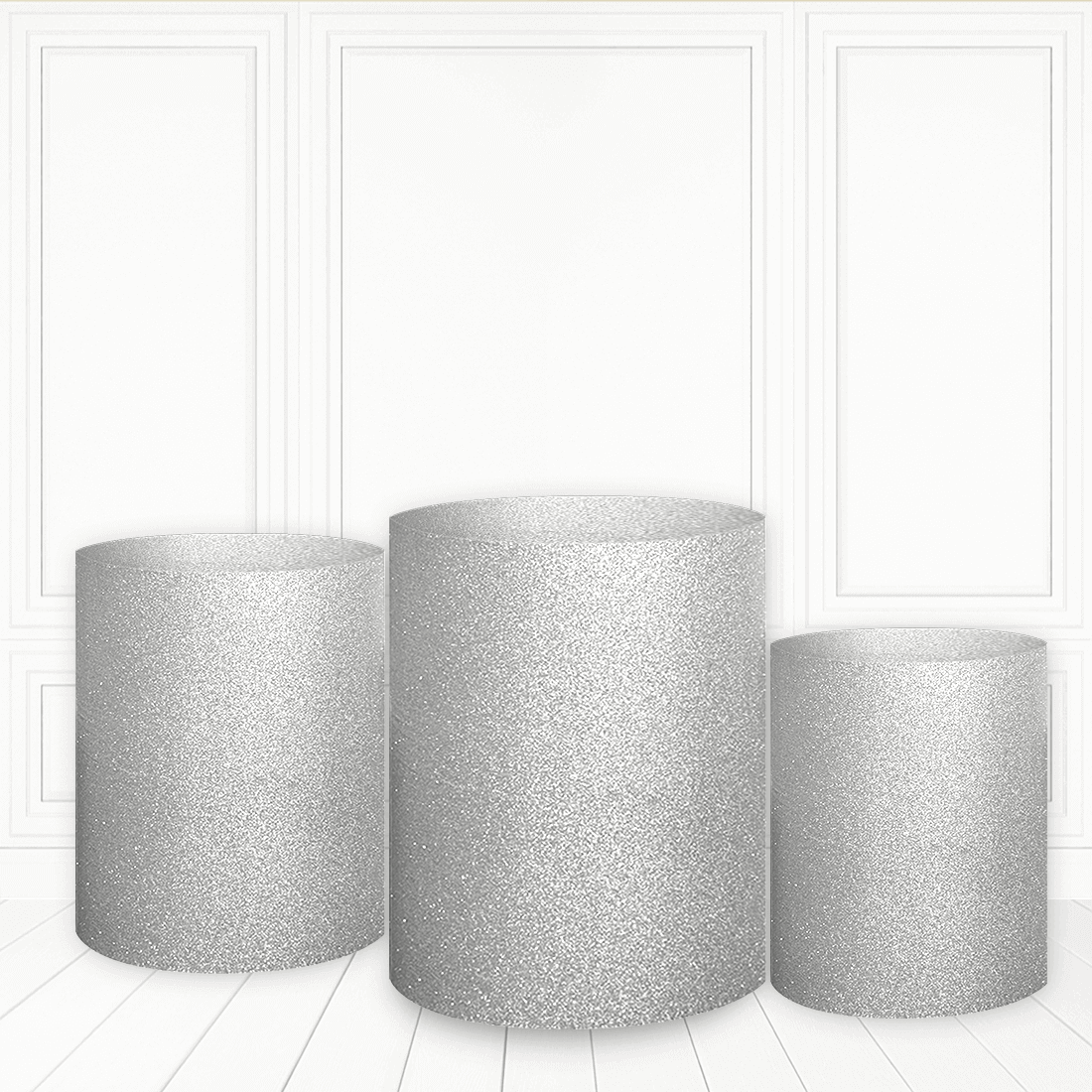 Trio de fundas - 3D Glitter Plateadas