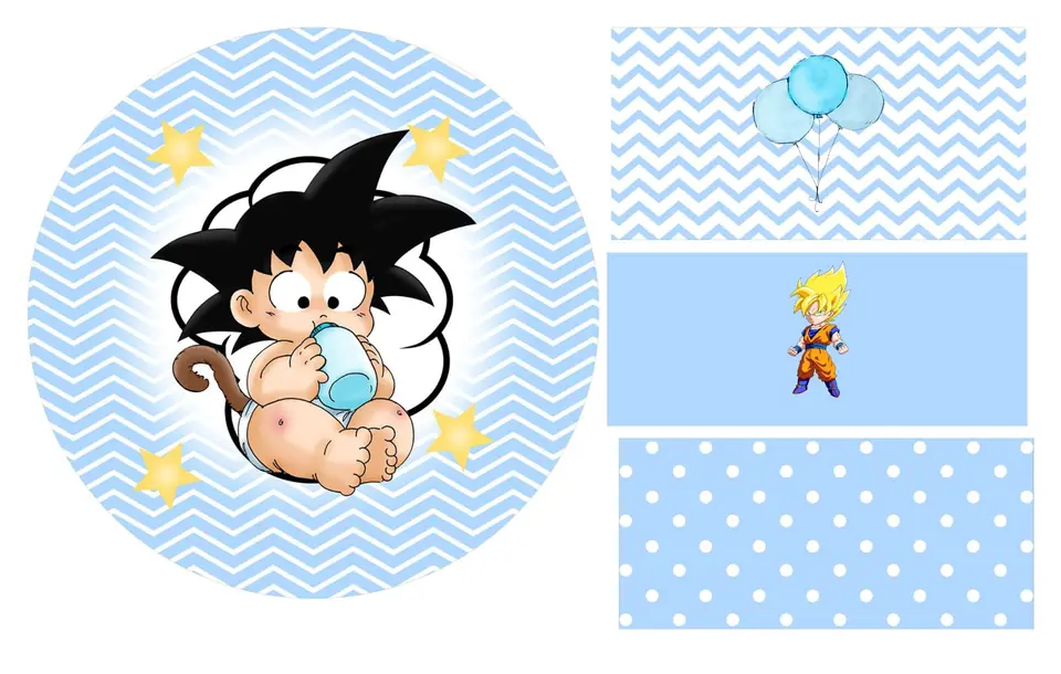 Kit panel circular trio de fundas - Goku baby