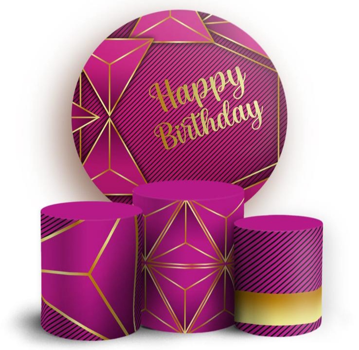 Kit panel circular trio de fundas - Happy Birthday