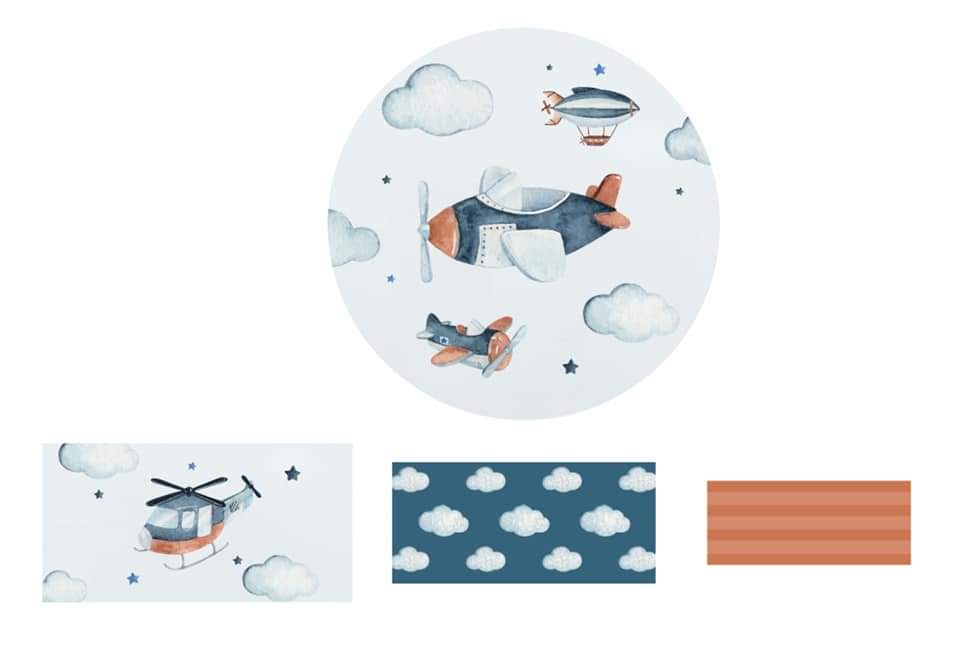 Kit panel circular trio de fundas - Aviones