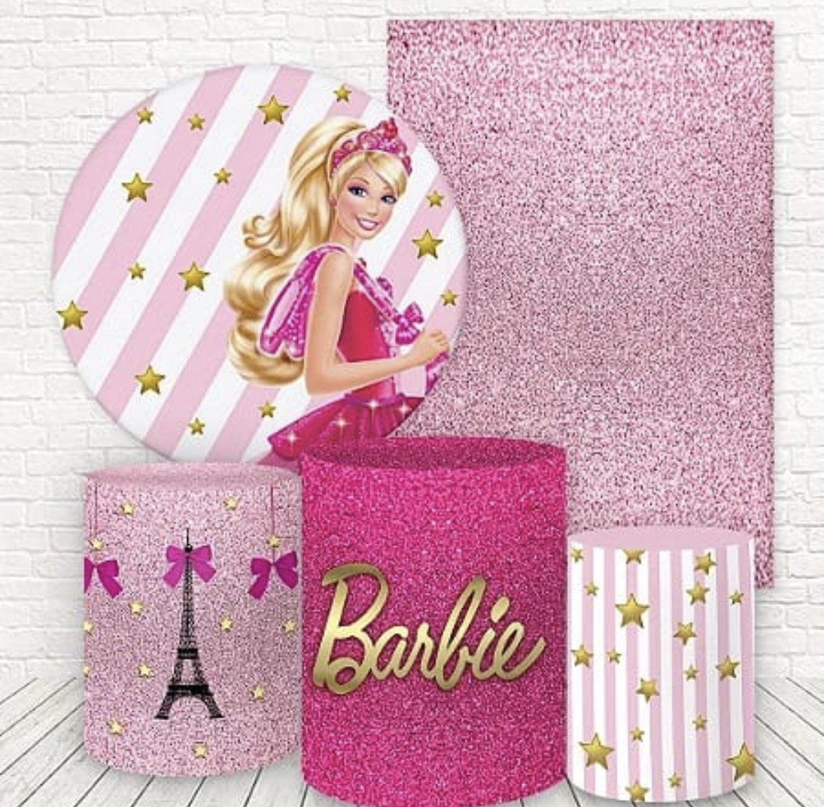 Kit panel circular,panel lateral trio de fundas - Barbie