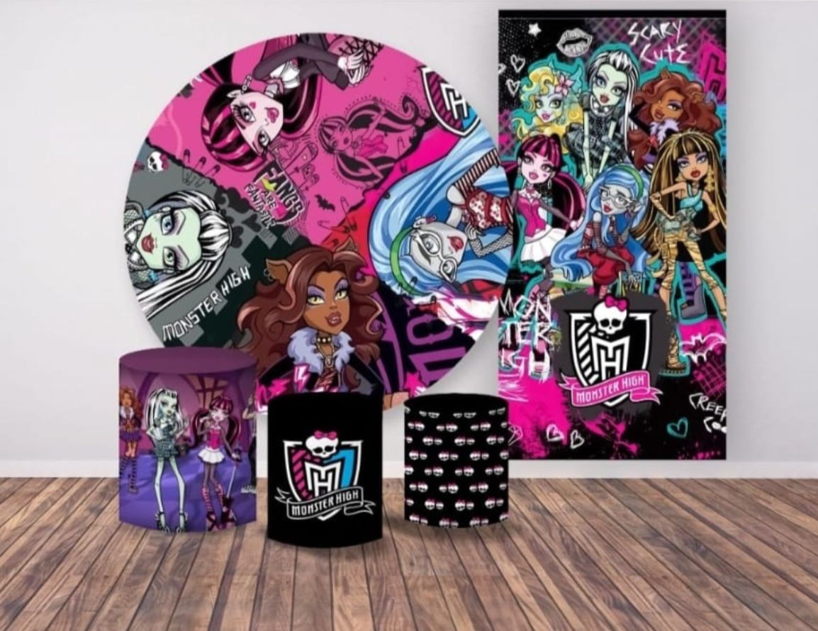Kit panel circular,panel lateral trio de fundas - Monster High