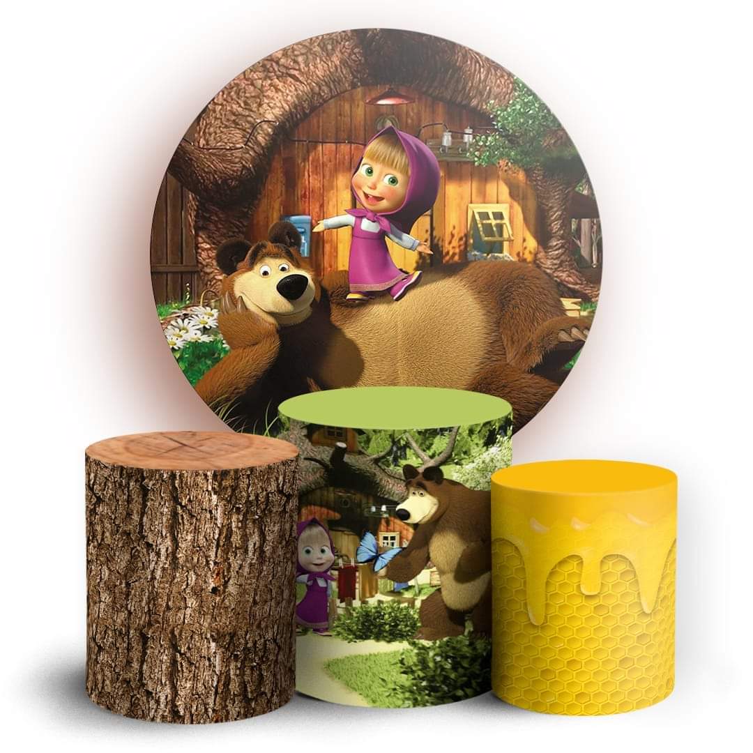 Kit panel circular trio de fundas - Masha y el Oso