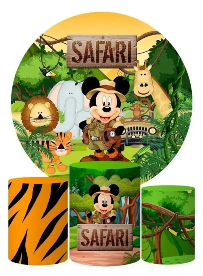 Kit panel circular trio de fundas - Mickey Safari