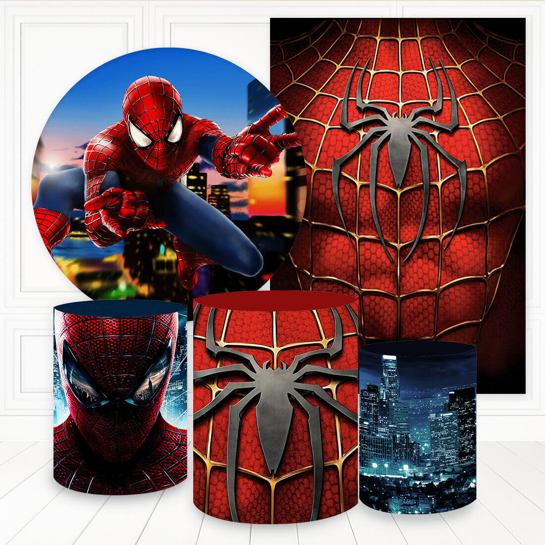 Kit panel circular,panel lateral trio de fundas - Hombre Araña