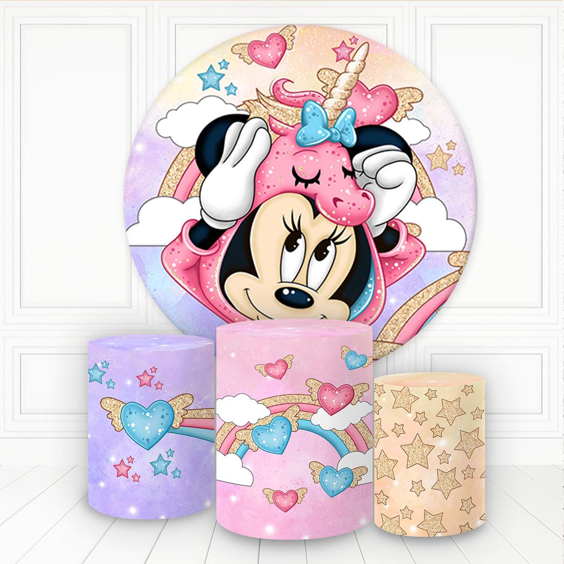 Kit panel circular trio de fundas - Minnie Unicórnio