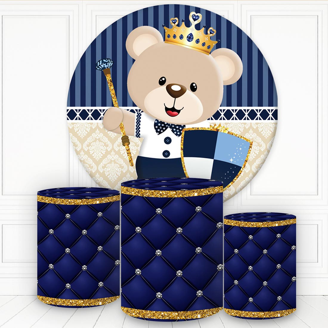 Kit panel circular trio de fundas - Oso Realeza