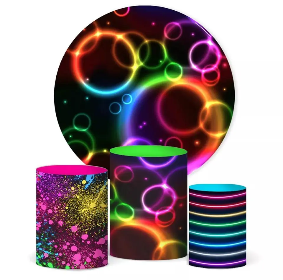 Kit panel circular trio de fundas - Néon Party