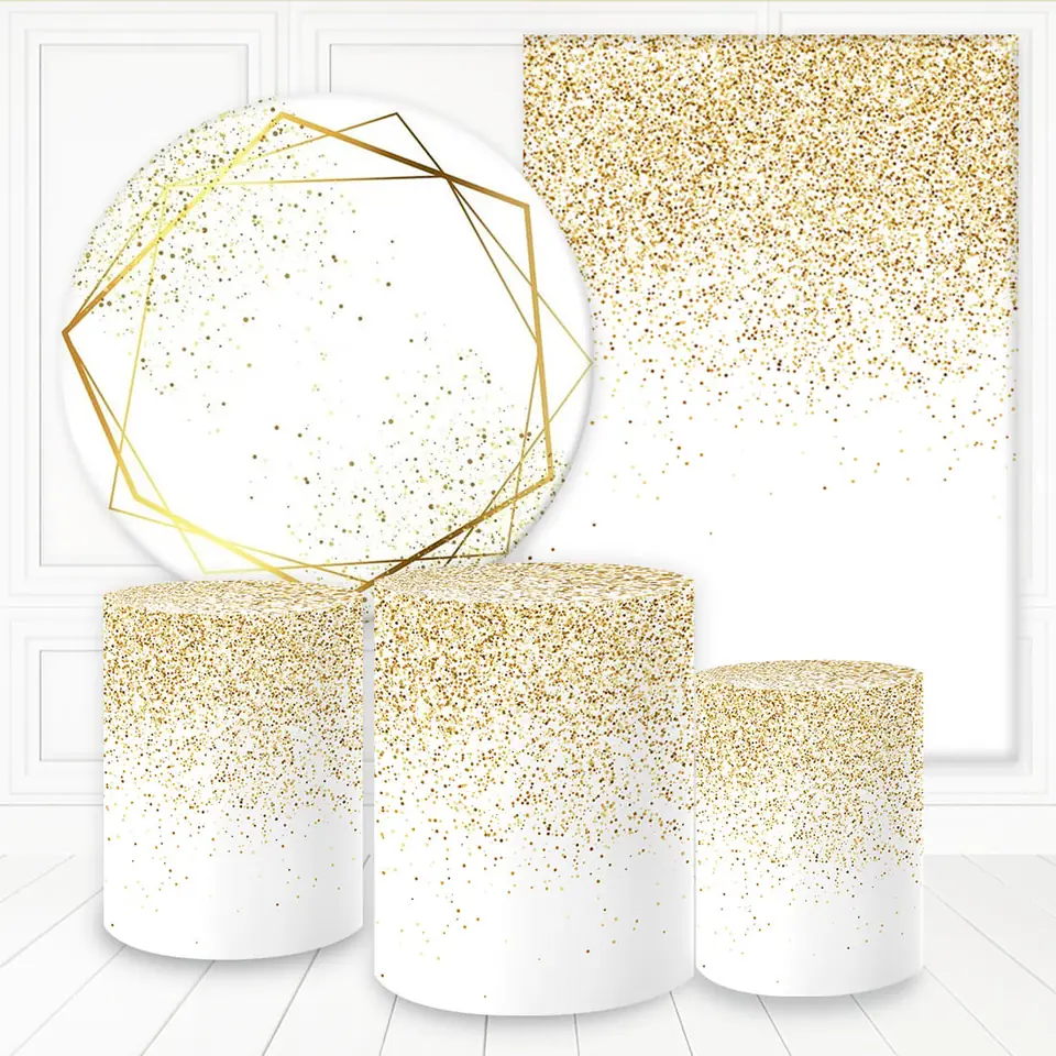Kit panel circular trio de fundas - Blanco/Glitter Dorado