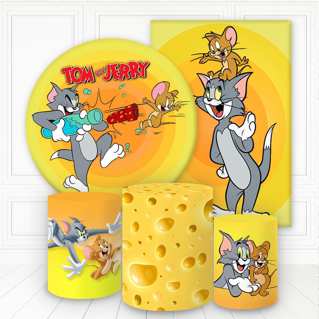 Kit panel circular,panel lateral trio de fundas - Tom & Jerry