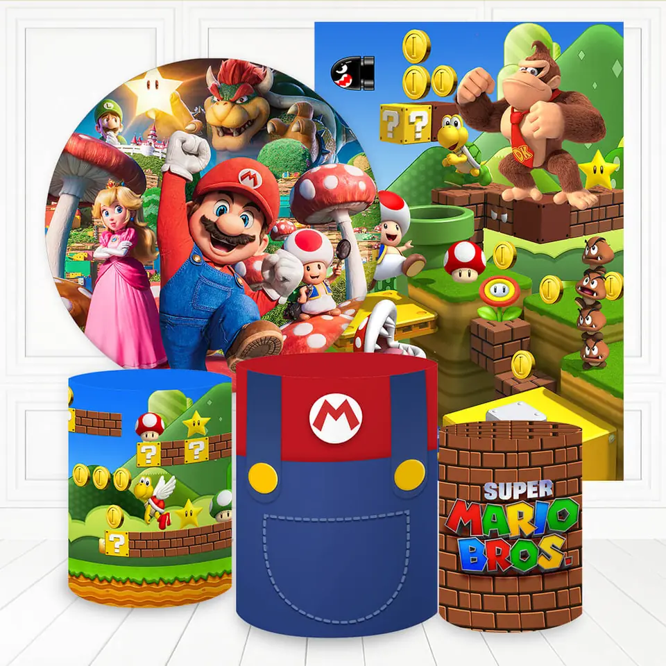 Kit panel circular,panel lateral trio de fundas - Mario Bross