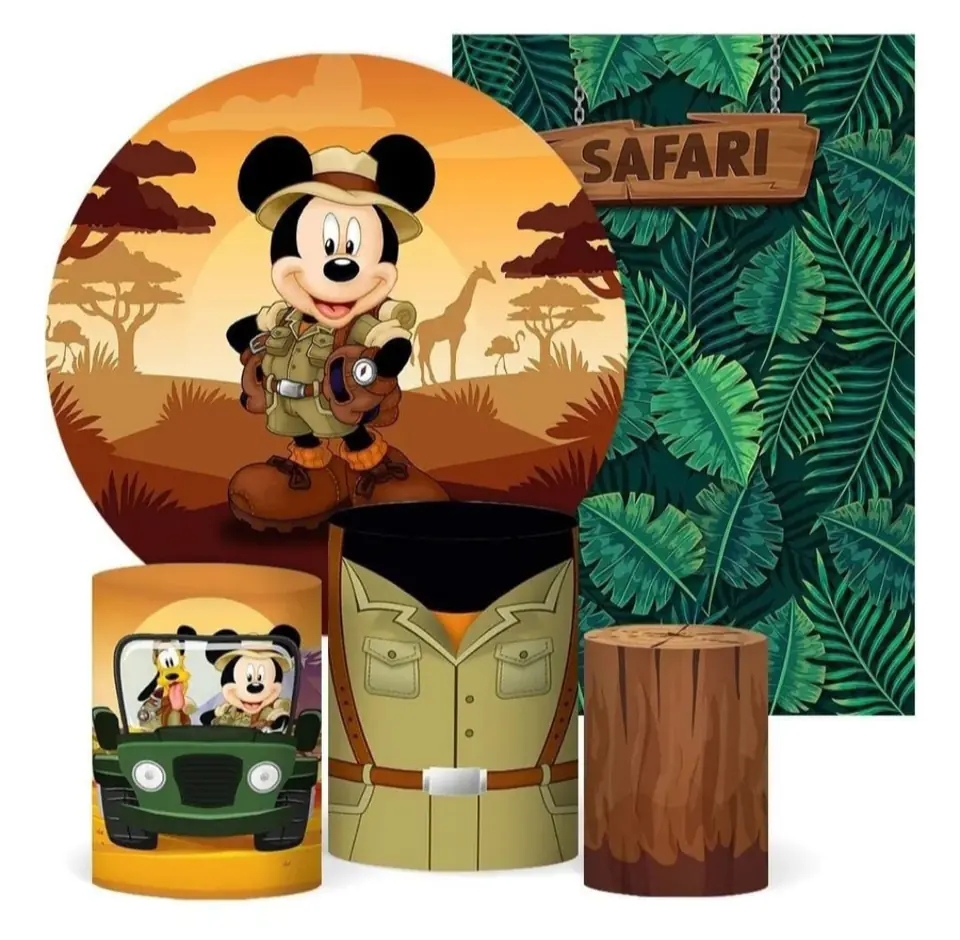 Kit panel circular,panel lateral trio de fundas - Mickey Safari