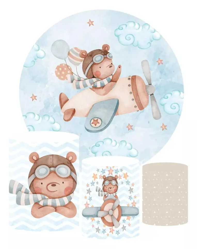 Kit panel circular trio de fundas - Oso Aviador