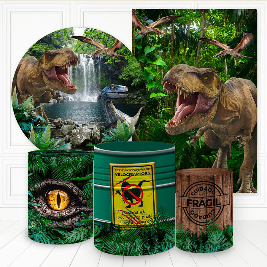 Kit panel circular,panel lateral trio de fundas - Dinosaurios