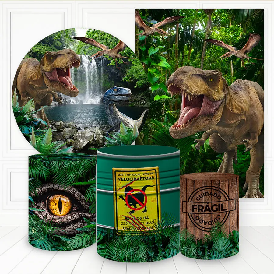 Kit panel circular,panel lateral trio de fundas - Dinosaurios