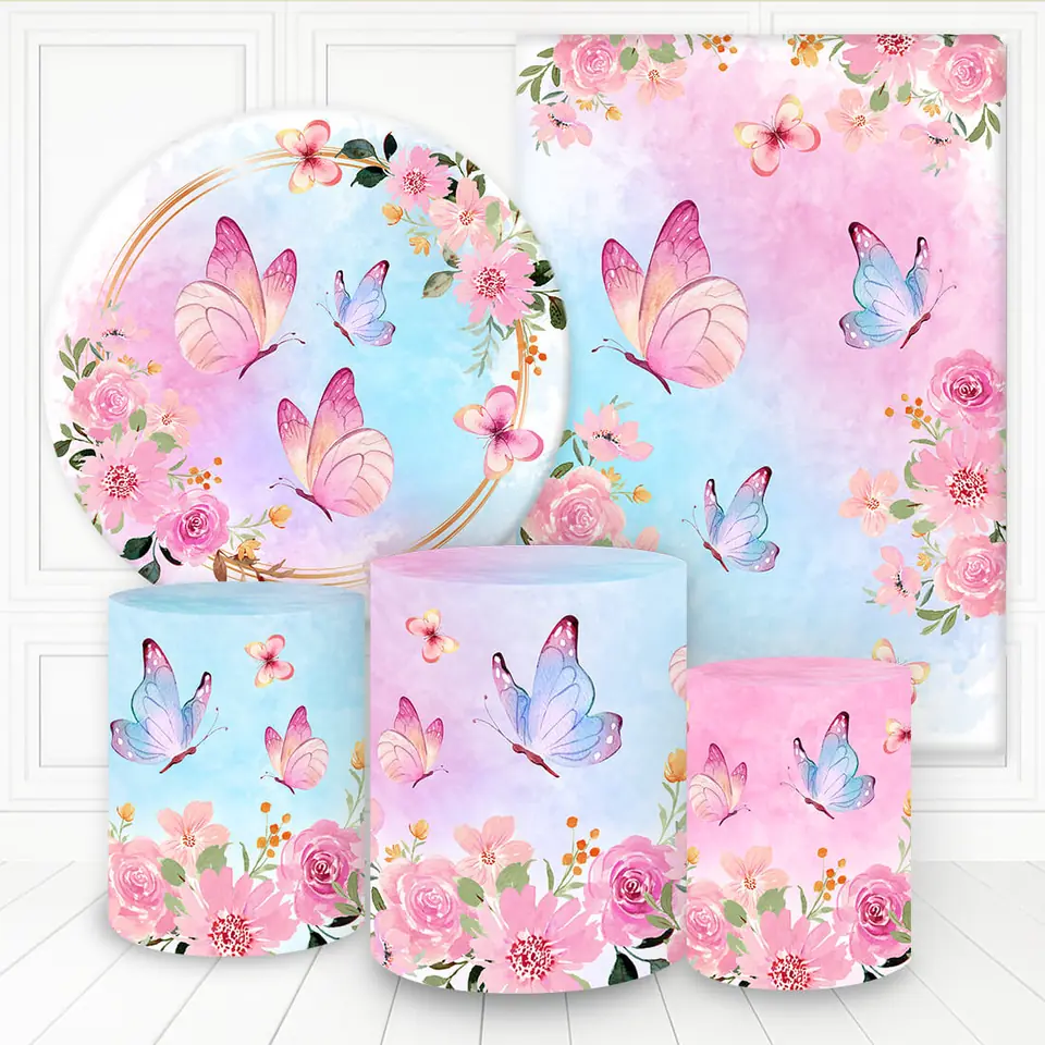 Kit panel circular,panel lateral,trio de fundas - Mariposa