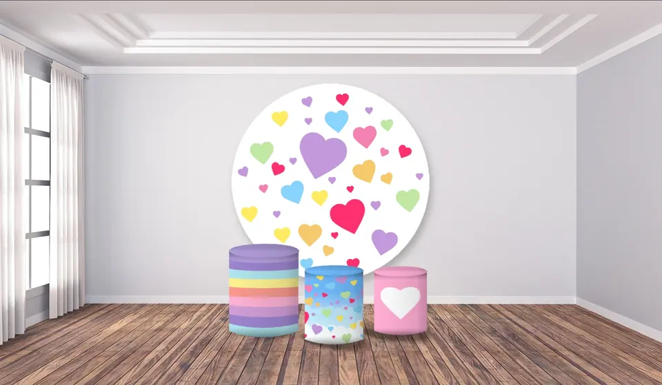 Kit panel circular trio de fundas - Corazones