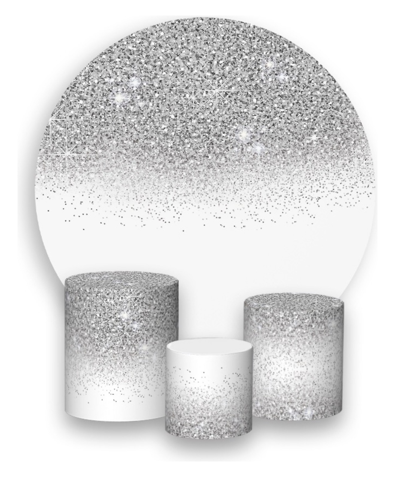 Kit panel circular trio de fundas – Glitter Plateado