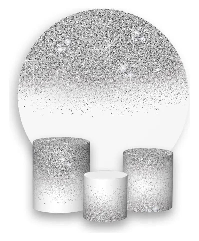 Kit panel circular trio de fundas – Glitter Plateado