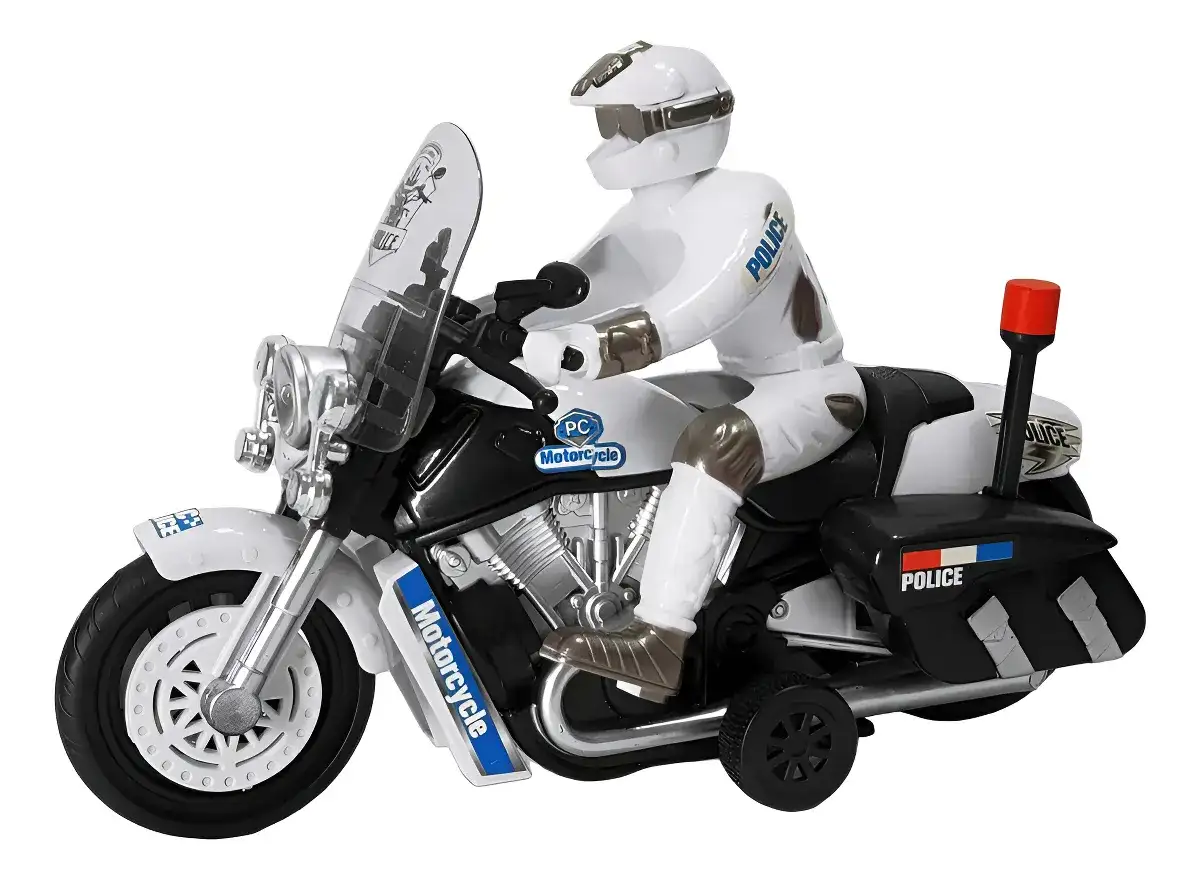 Juguete Infantil Moto Con Policia Friccion Luz Sonido Sirena