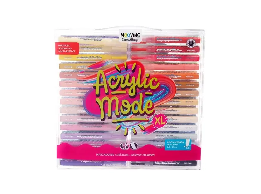 Pack 60 Marcadores Acrílicos Acrylic Mode XL Mooving