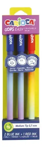 Bolígrafo Borrable Carioca Oops Easy Caja X 3 Colores