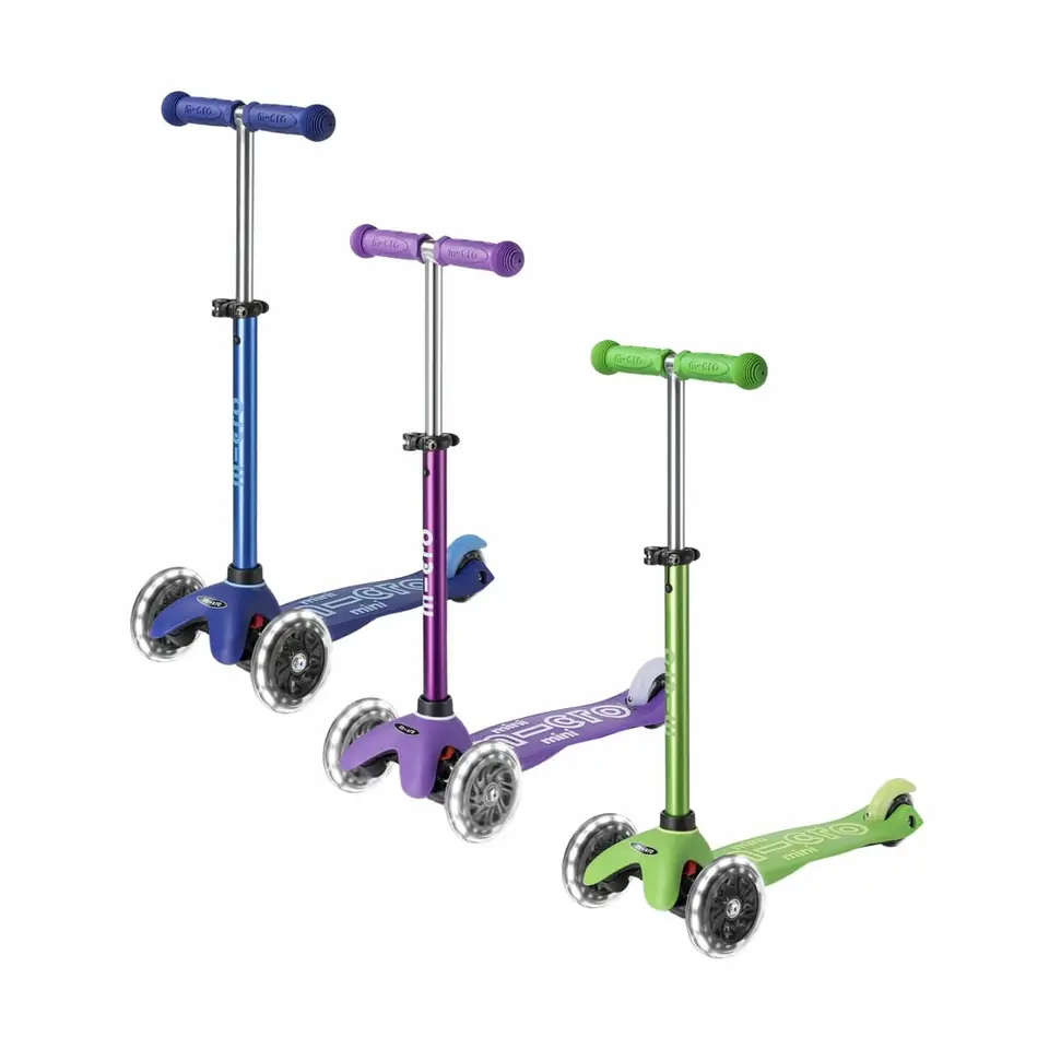 Monopatín Micro Mini Deluxe LED Ajustable con 3 Ruedas