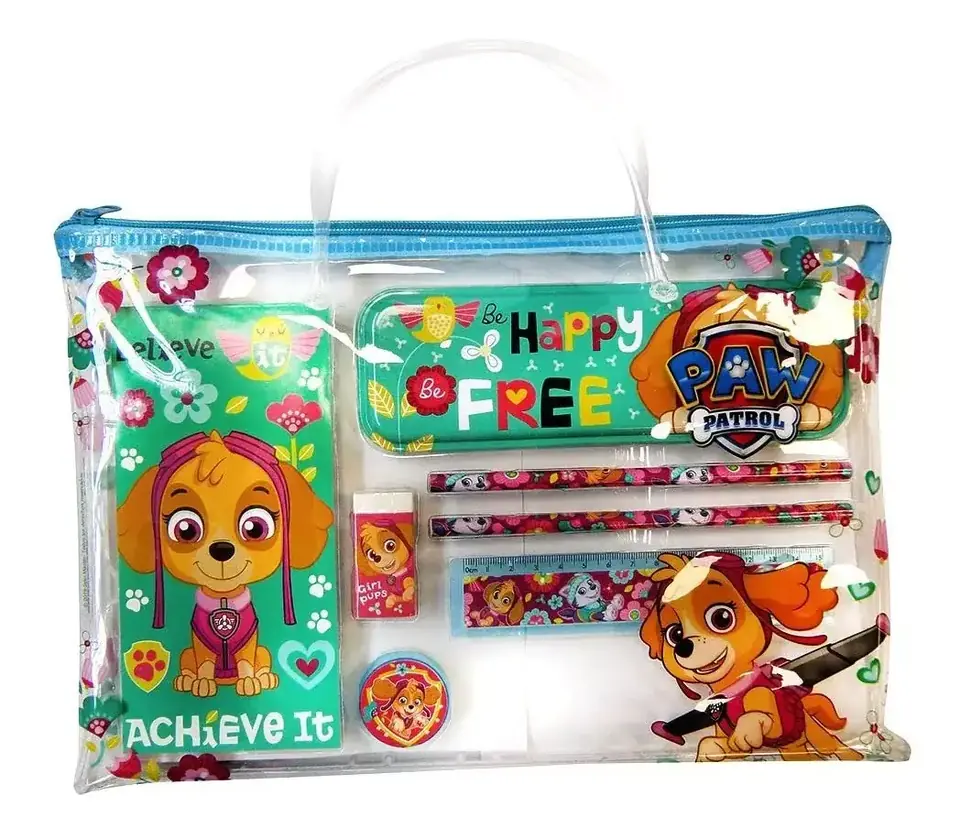 Set Escolar Valija De 9 Piezas Paw Patrol Original Y Oficial