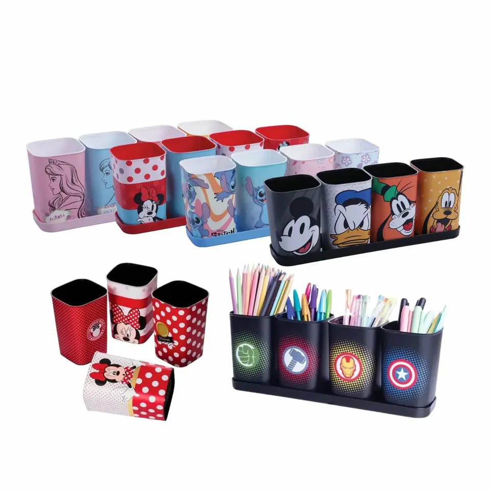 Set X 4 Vasos Portalapices 200 Ml Escolar Varios Personajes