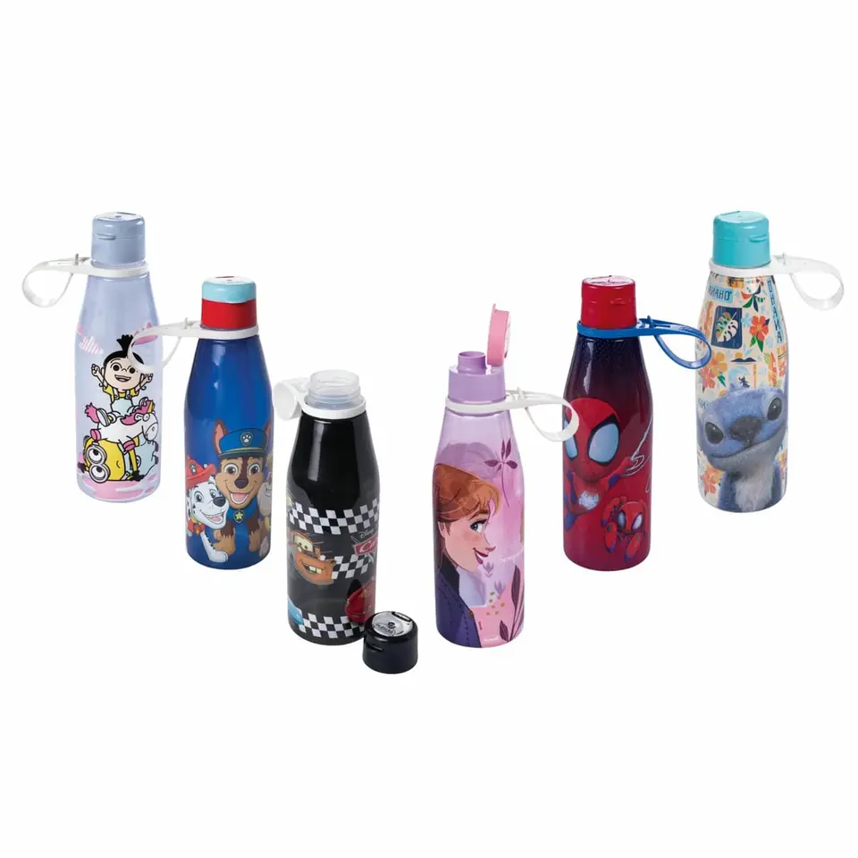 Botella Plástico 530 Ml Abre Fácil Plasutil Varios Personajes