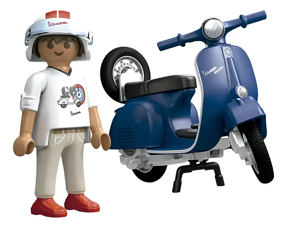 Juguete Motociclista Con Vespa 1969 Playmobil 16 Piezas