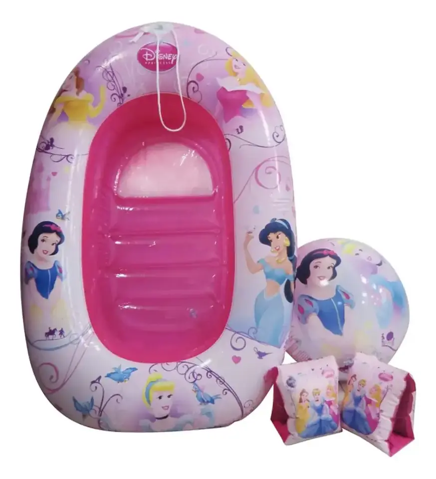 Set X 3 Piezas Piscina Bote + alitas + pelota Inflable Princesas