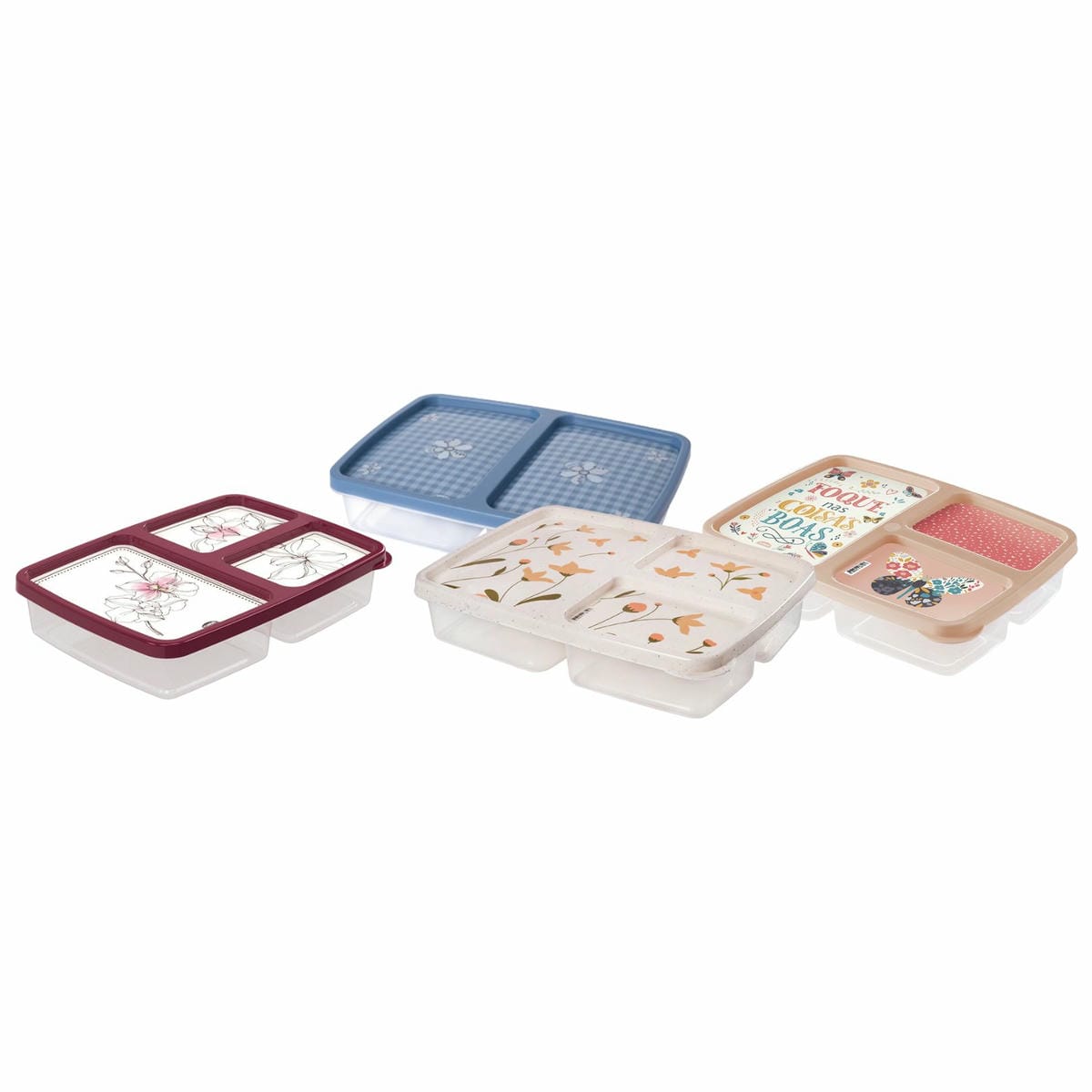 Pote Recipiente 1 Litro Con 3 Divisiones Rectangular Clic