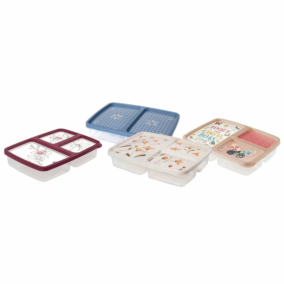 Pote Recipiente 1 Litro Con 3 Divisiones Rectangular Clic