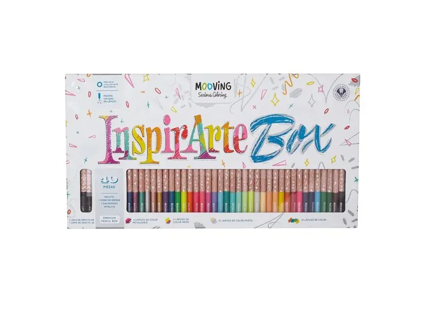 Pack 36 Lapices Colores + 2 Lapiz Inspirarte Box Mooving