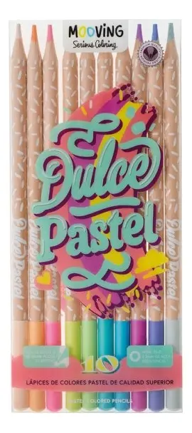 Pack 10 Lápices Color Colores Pastel Mooving