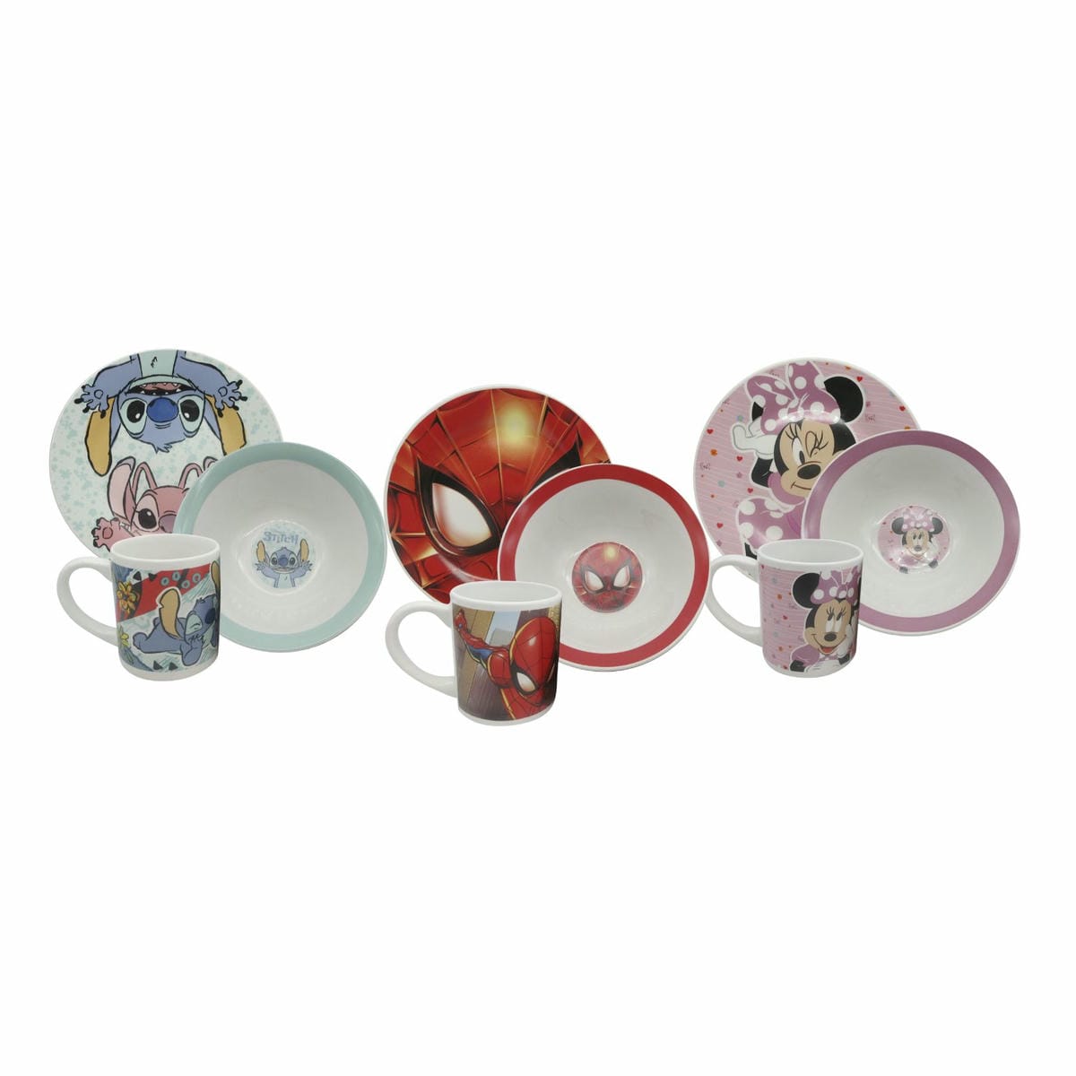 Set De Cerámica De 3 Piezas Bowl Taza Plato Varios Personajes