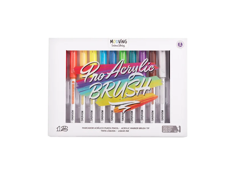 Pack 12 Marcadores Acrilicos Pro Acrylic Brush Mooving