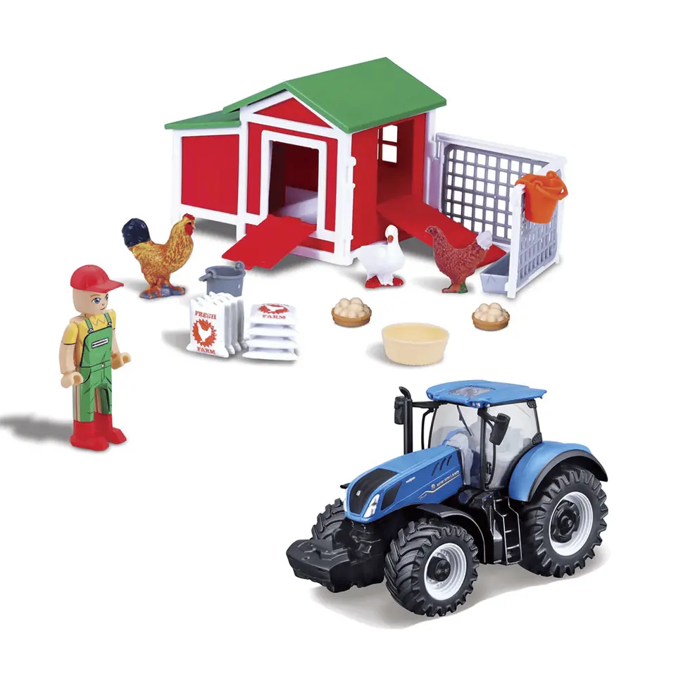 Bburago Juego de Granja Gallinas con Tractor Fendt FarmLand